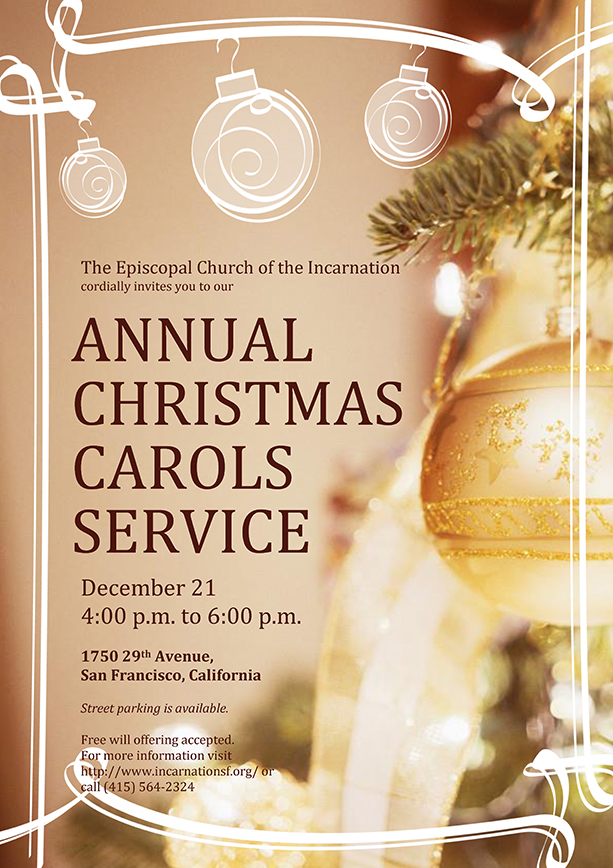 Annual Christmas Carols Service And Holiday Bazaar Episcopal Church Of The Incarnation San Francisco